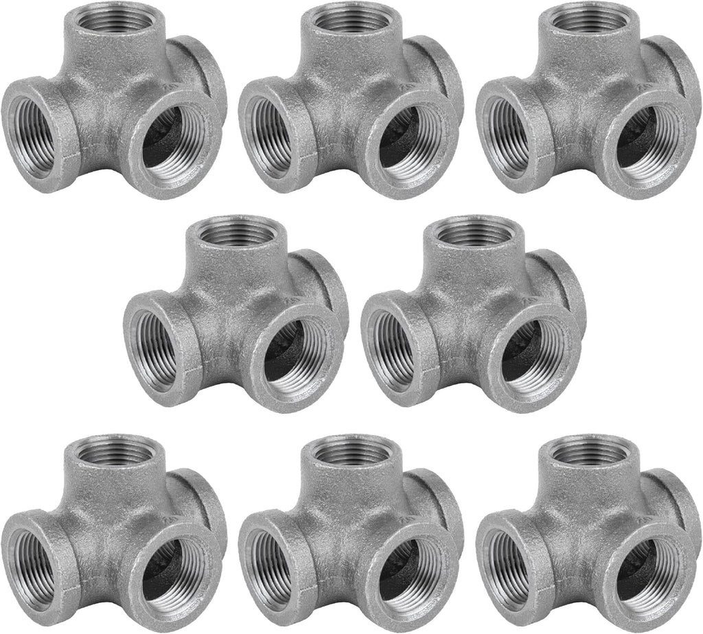 3/8 Inch Side Outlet Tee Malleable Cast Iron Industrial Fitting (8 Pack) S5902