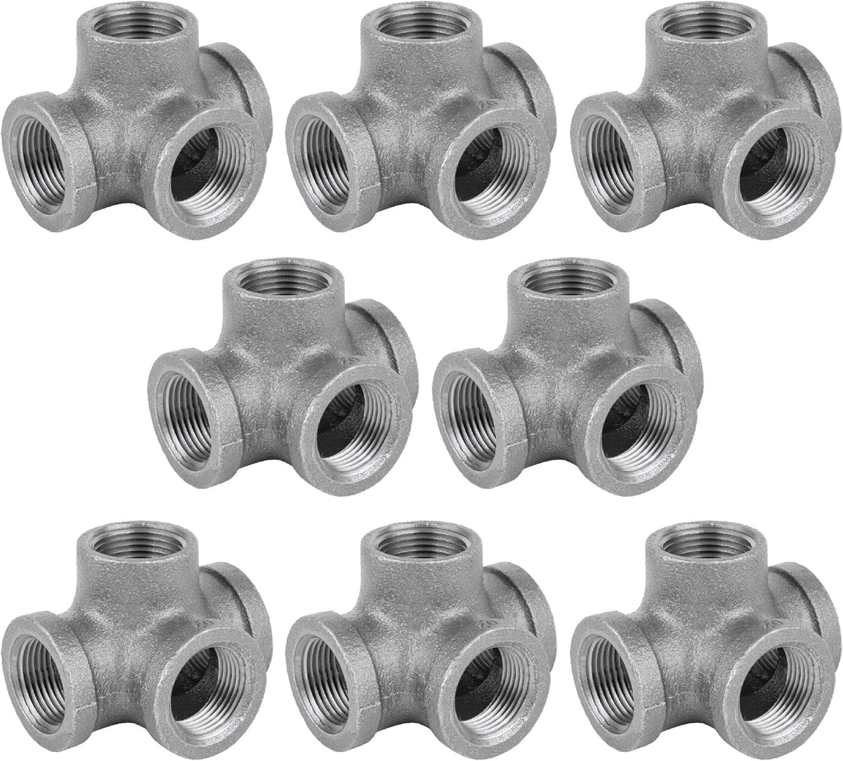 3/8 Inch Side Outlet Tee Malleable Cast Iron Industrial Fitting (8 Pack) S5902