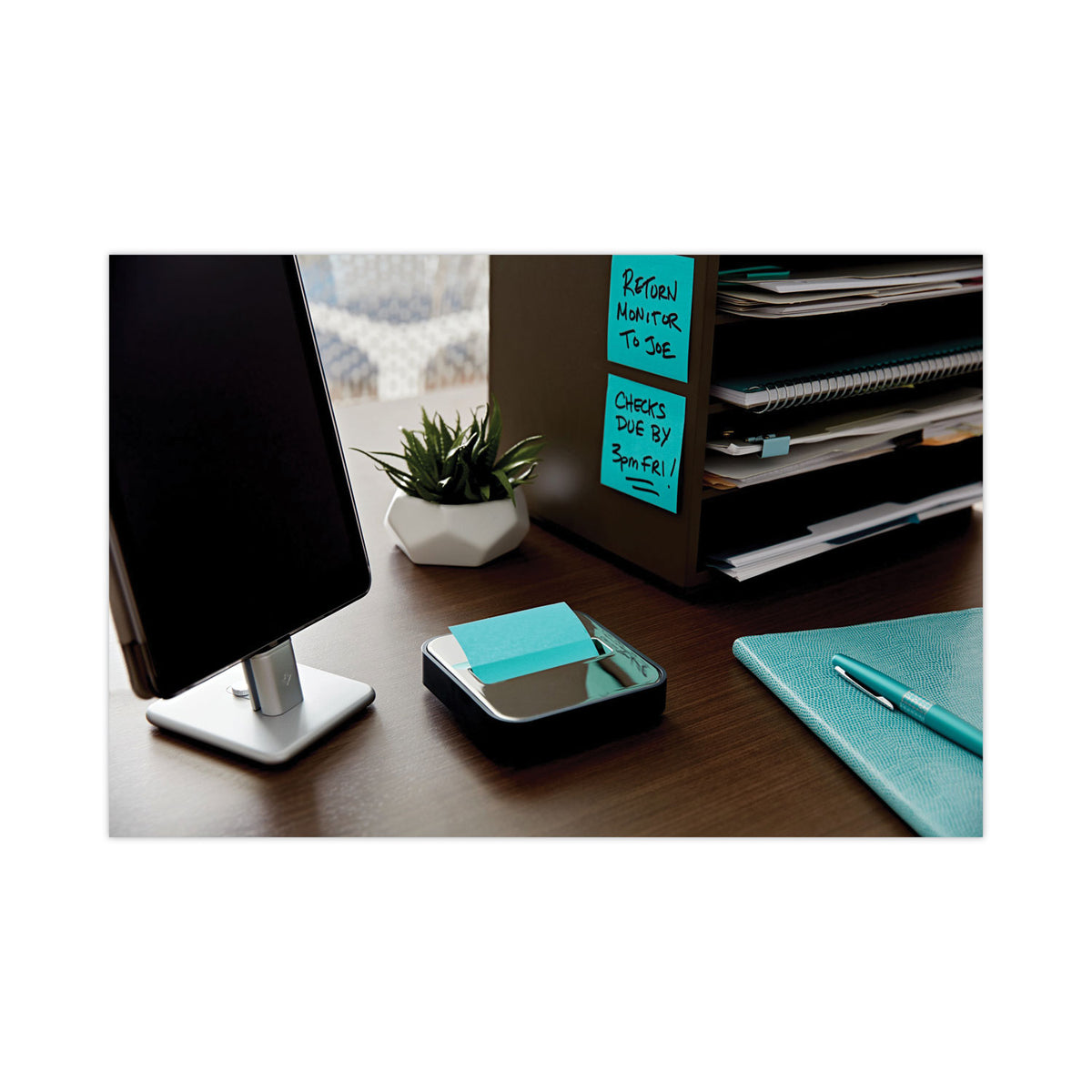 Post-it Pop-up Notes Super Sticky Steel Top Dispenser, 3 x 3 Pads, Black/Steel G962
