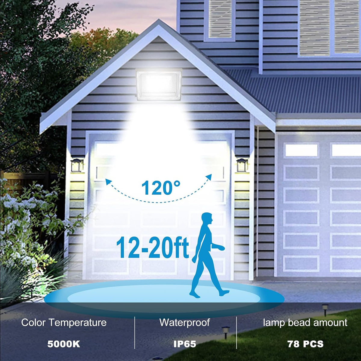 80W LED Wall Pack Light 5000K IP65 Waterproof D123