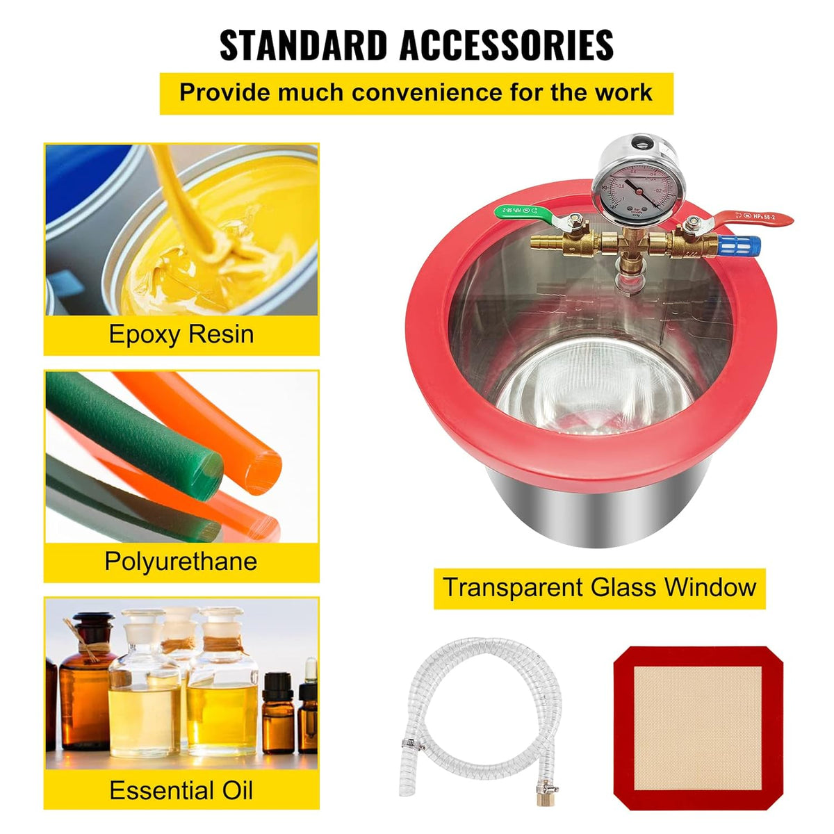 1.5 Gallon Stainless Steel Vacuum Chamber Kit with 2.5 CFM Vacuum Pump Y3054