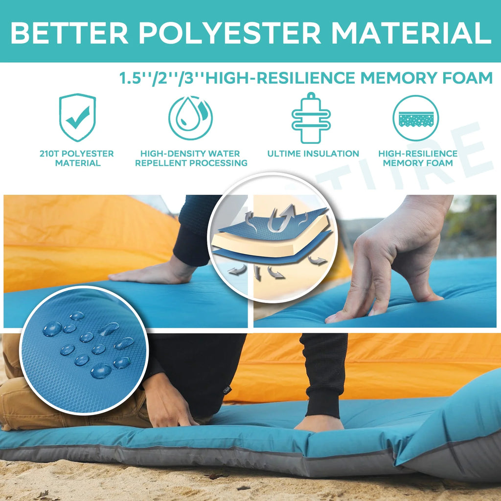 Blue Insulated Foam Self Inflating Sleeping Pad A83890