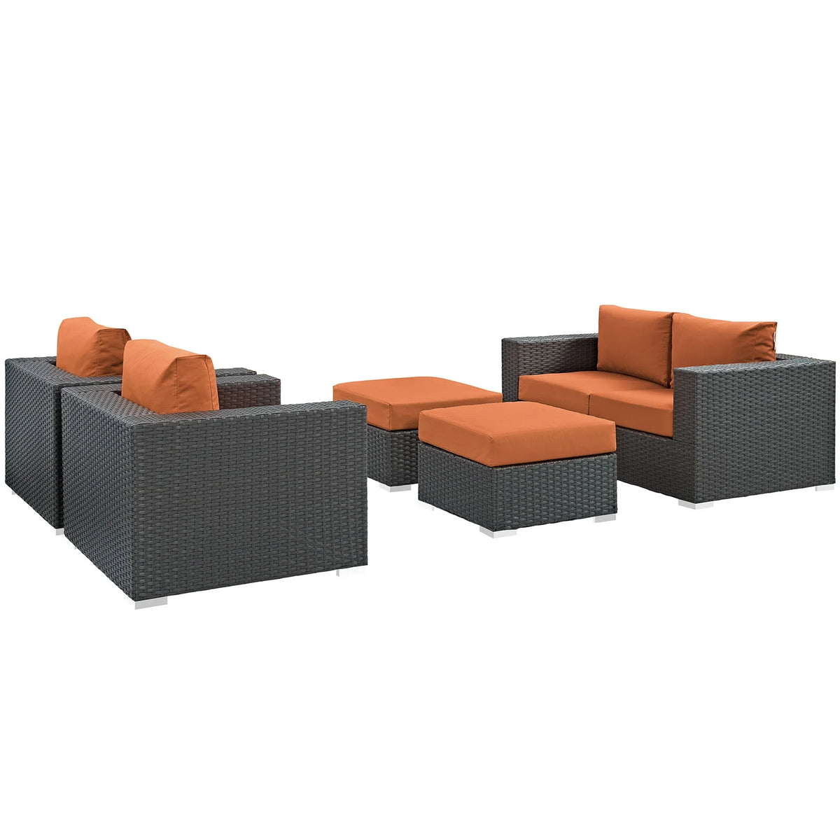 Orange Rattan Five PCS Sectional Sofa Set P4951
