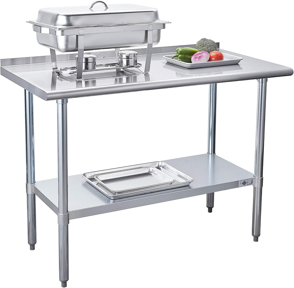 Stainless Steel Commercial Work Table with Backsplash and Undershelf 24×48 Inch B728880
