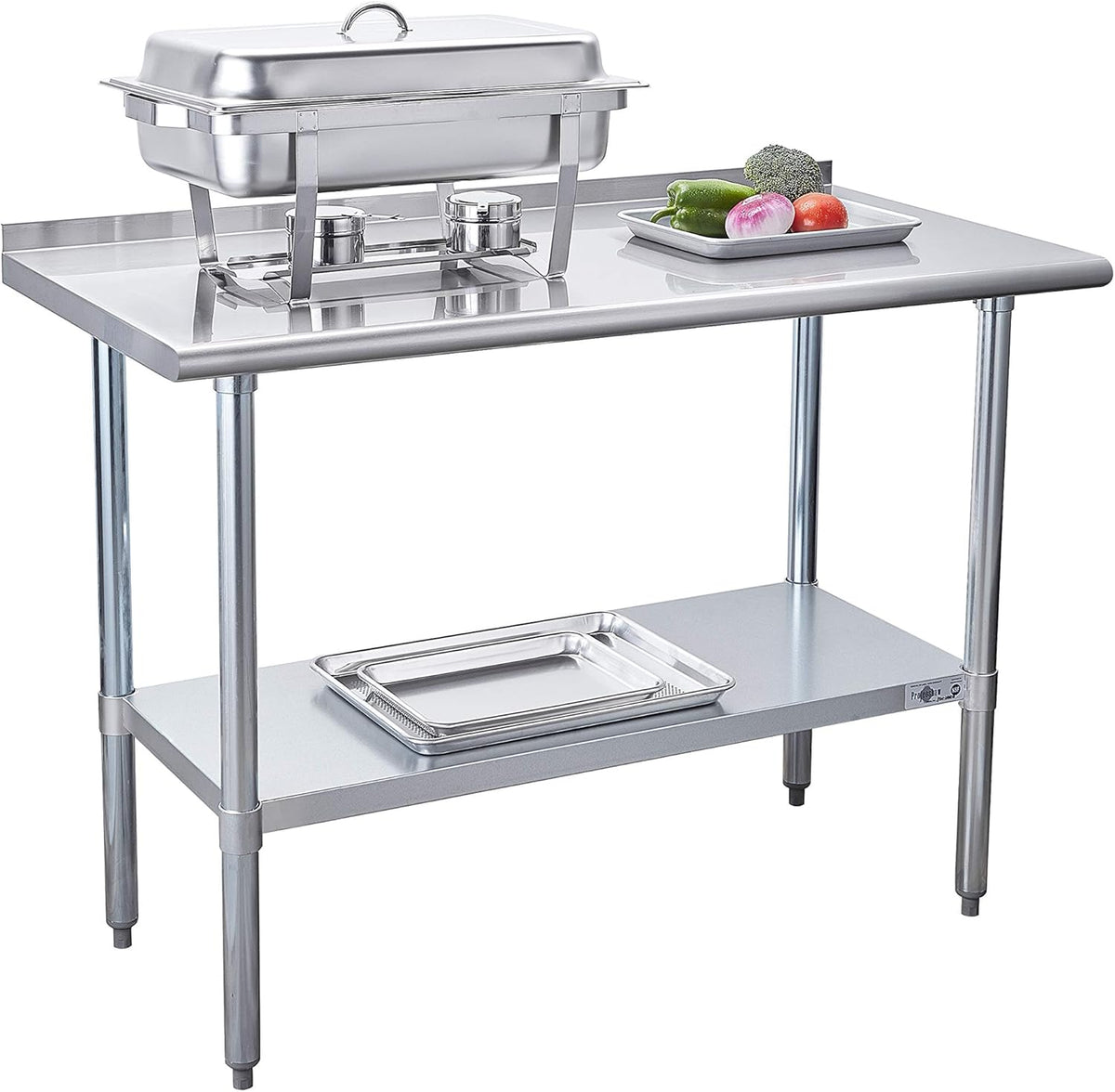 Stainless Steel Commercial Work Table with Backsplash and Undershelf 24×48 Inch B728880