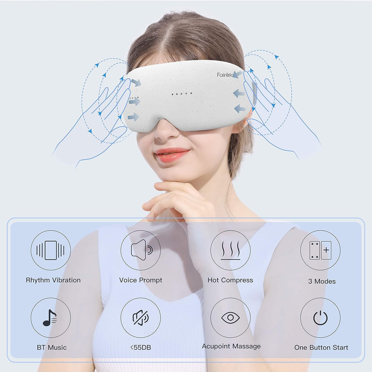 Eye Massager with Heat, Vibration, Vision Window, 3 Modes, Bluetooth Music, USB Rechargeable D756