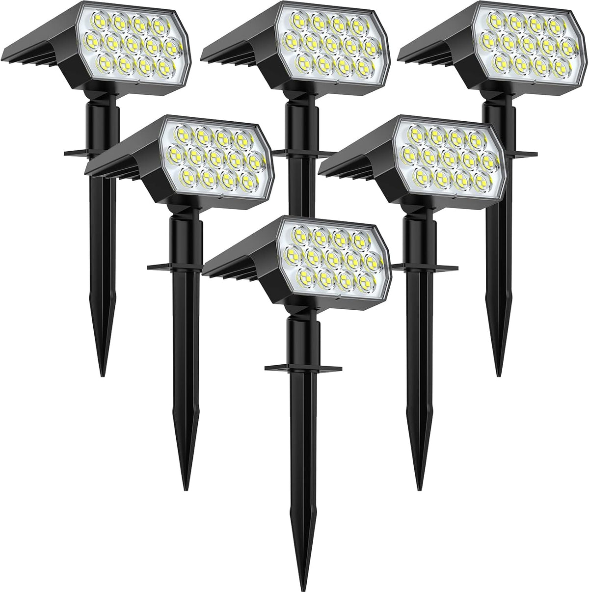 6 Pack 52 LED 3 Modes IP65 Waterproof Solar Spot Lights B3202