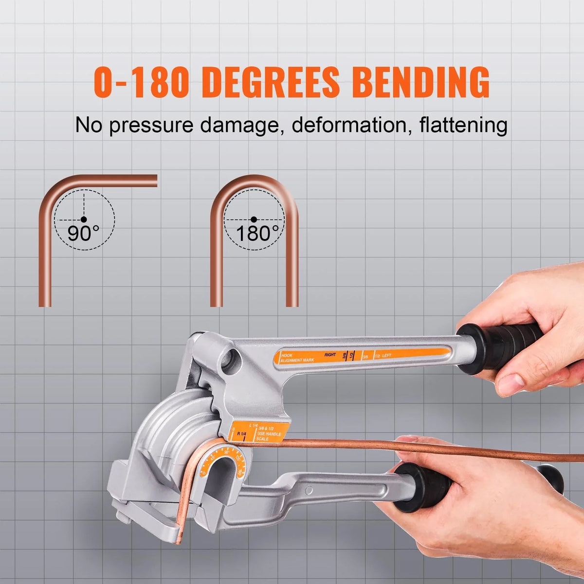 3 in 1 Lever Pipe Tube Bender for 1/4", 3/8", 1/2" O.D. 0-180° Bending I411453