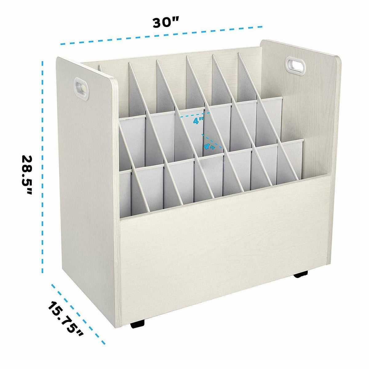 White Mobile Rolling Wood Blueprint Roll File Organizer L699