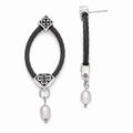 Black Cultured Pearl Drop Earrings D576