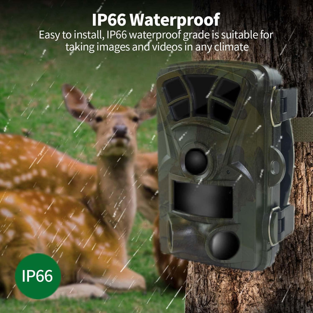 32MP 4K IP66 Waterproof Trail Camera with Night Vision and 3 Passive Infrared Motion Sensors, 2.4 LCD J75242