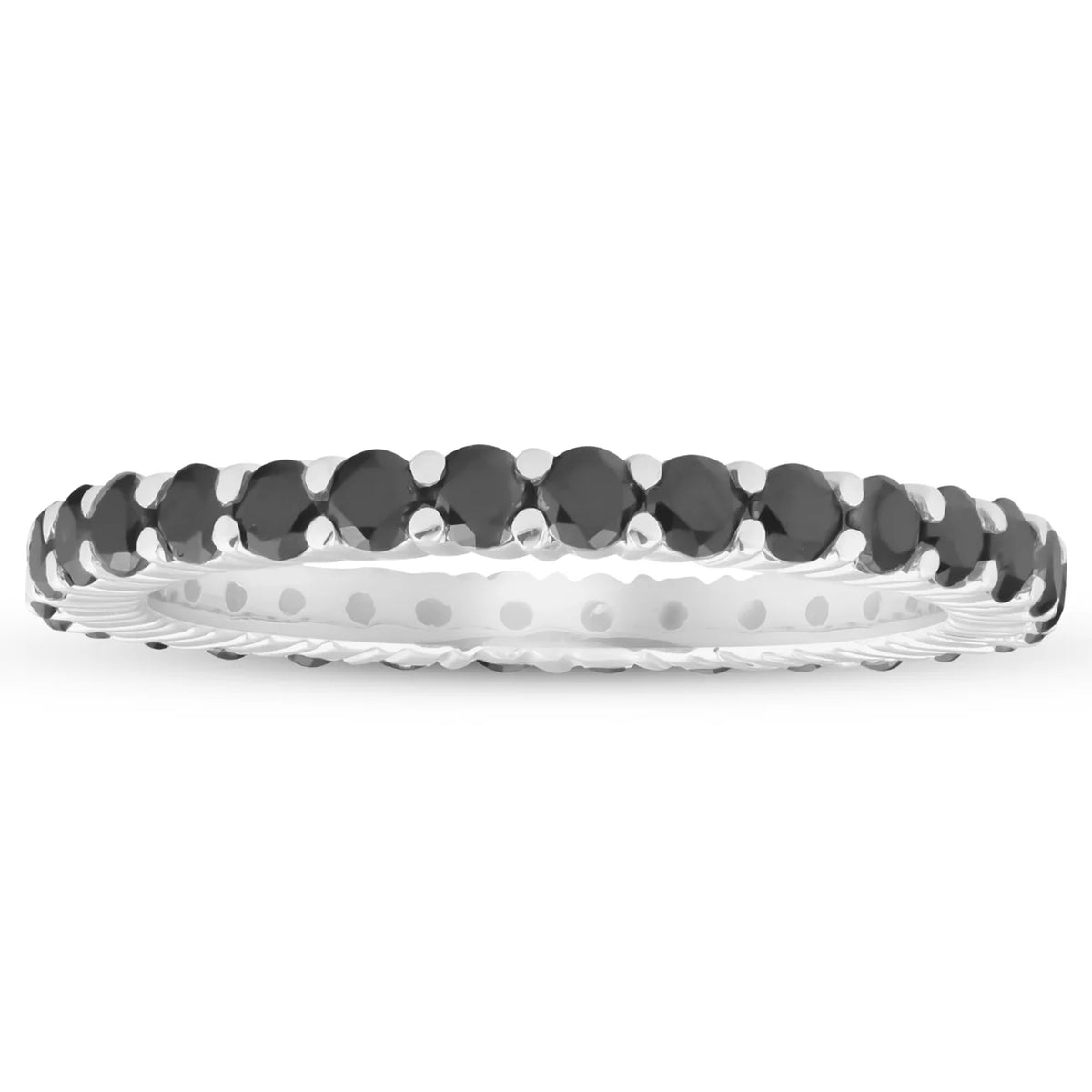 Black Diamond Eternity Ring 14k White Gold Q755