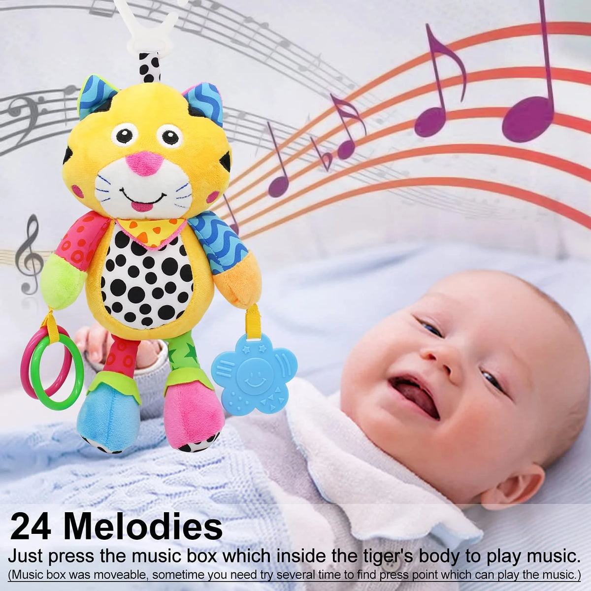 Tiger Baby Car Seat Toys with 24 Music and Teether Y739