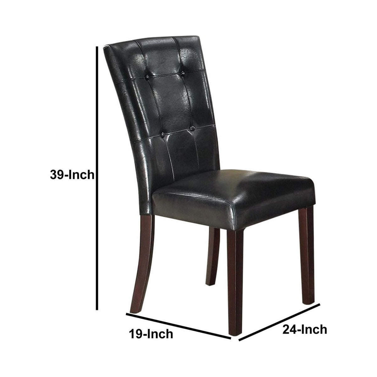 Black Leather Upholstered Dining Chair Set Of 2 L3804