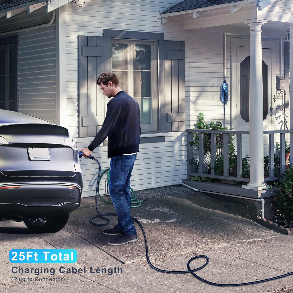 Portable EV Charger with 25ft Cable, 32 Amp Adjustable, NEMA 14-50P I791