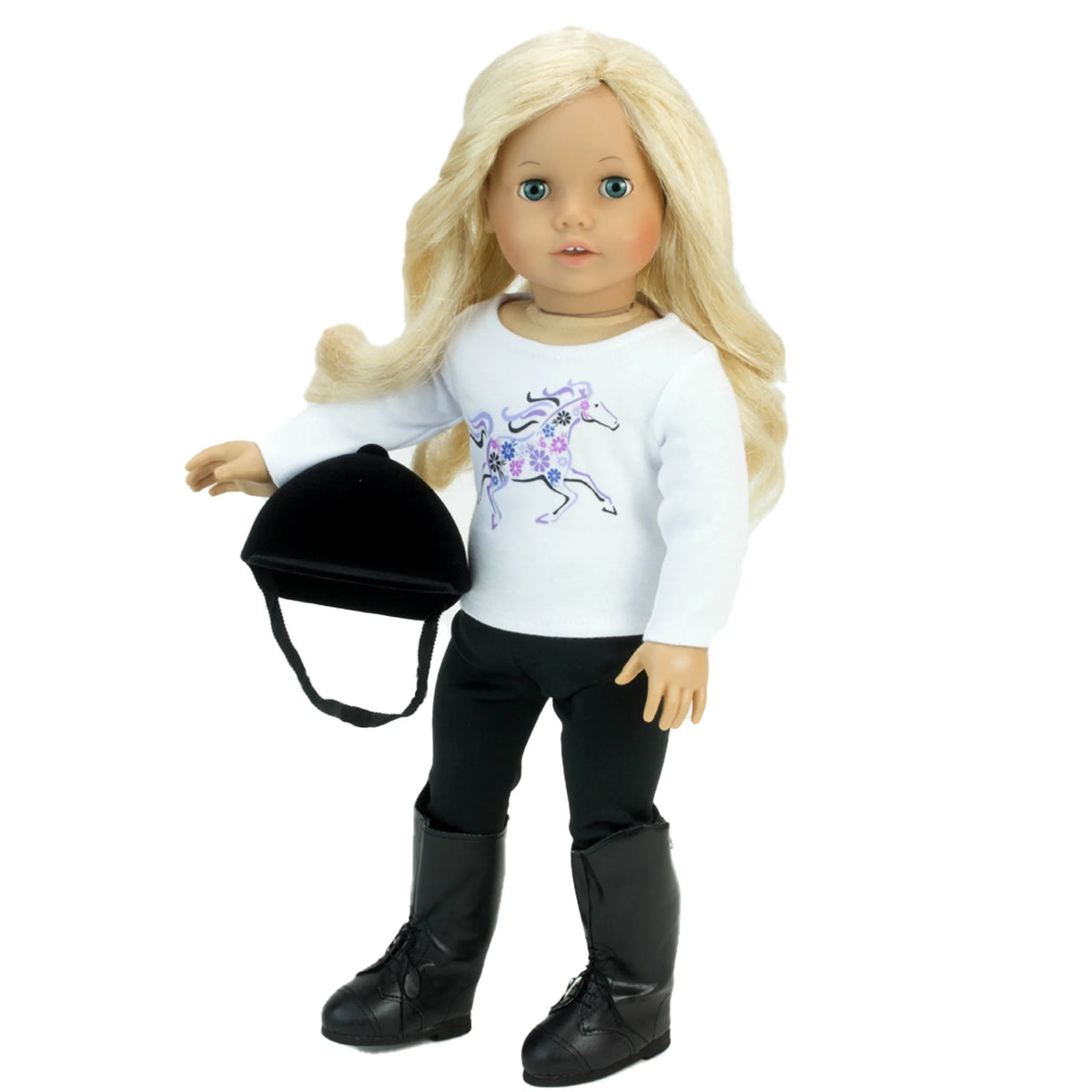 Black 4 Piece Horseback Riding Outfit with Riding Boots Set for 18'' Dolls F24115