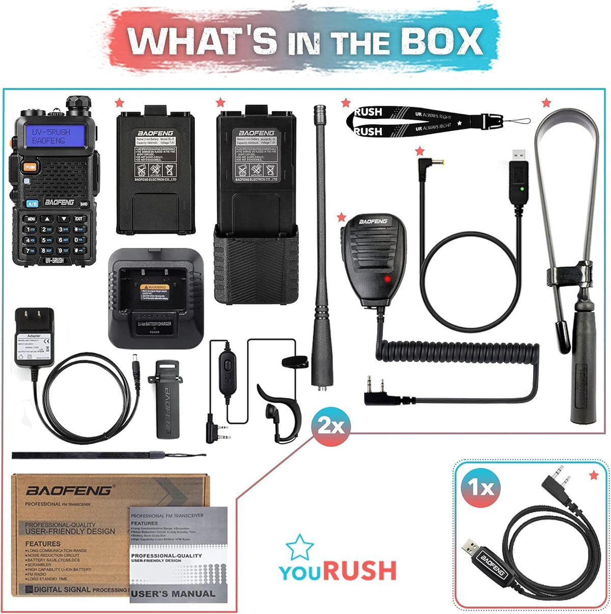 2 Pack 8W Two Way Radio with 3800mAh and 2800mAh Batteries D746400