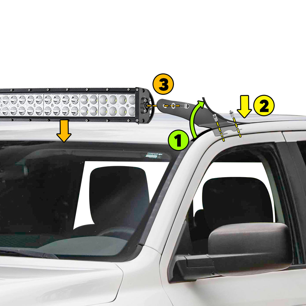 Front Upper Windshield Roof Mounting Bracket for 52" Curved LED Light Bar K6601