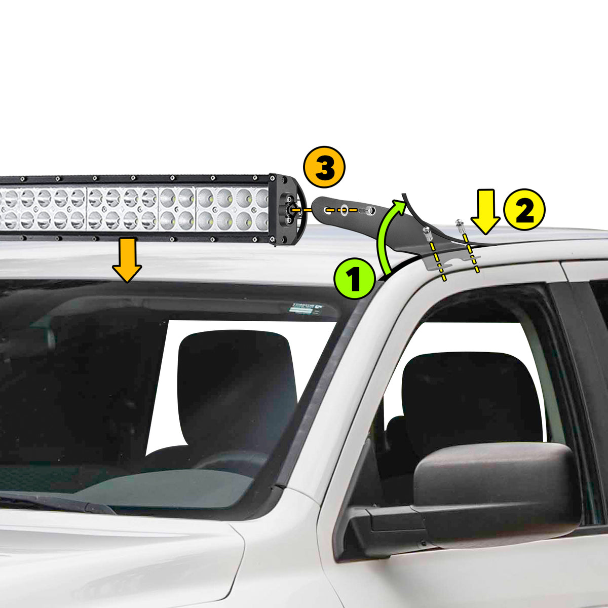 Front Upper Windshield Roof Mounting Bracket for 52" Curved LED Light Bar K6601