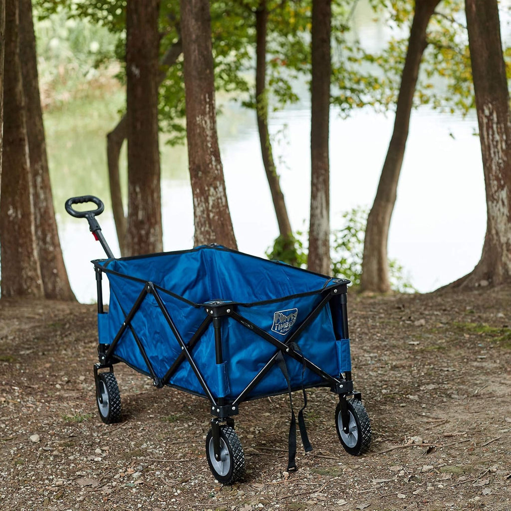Collapsible Outdoor Folding Wagon Cart with Side Bag Cup Holder R773578