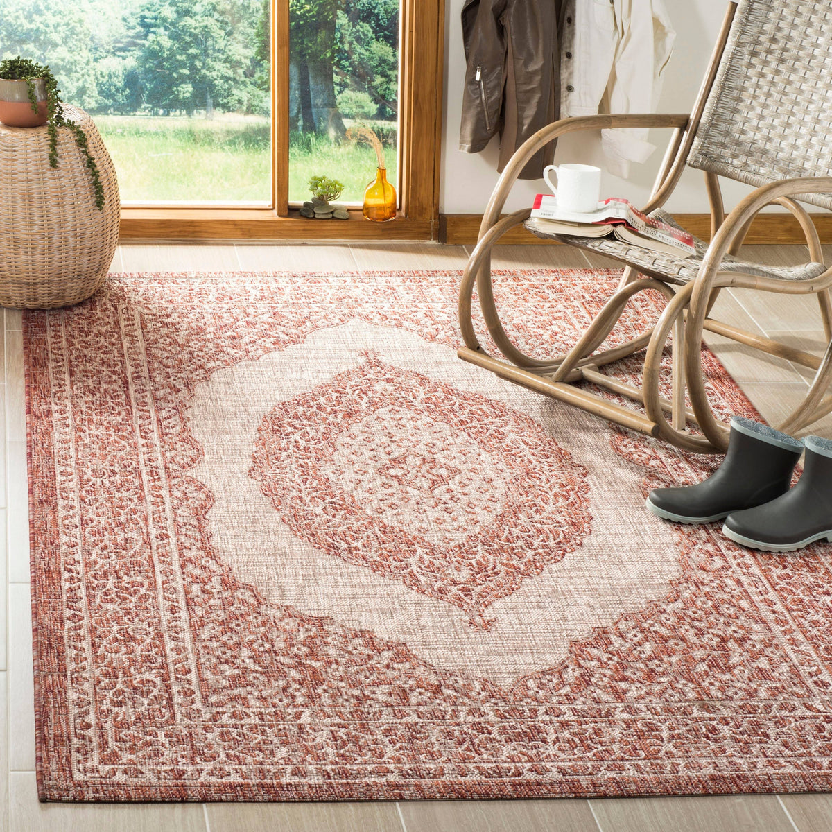 Light Beige Light Brown Courtyard Rug W768