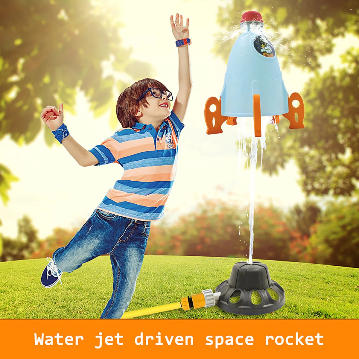 Musical Piano Carpet Space Rocket Sprinkler Water Spray Toy X236496