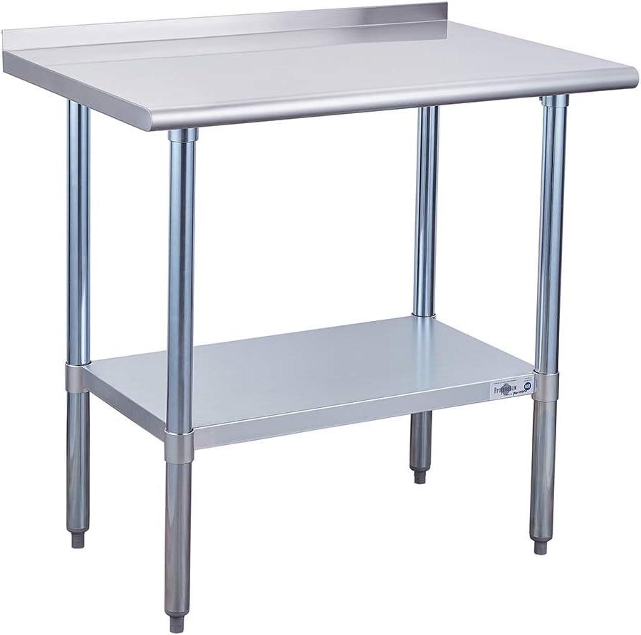 Stainless Steel Commercial Work Table with Backsplash and Undershelf 24×48 Inch B728880