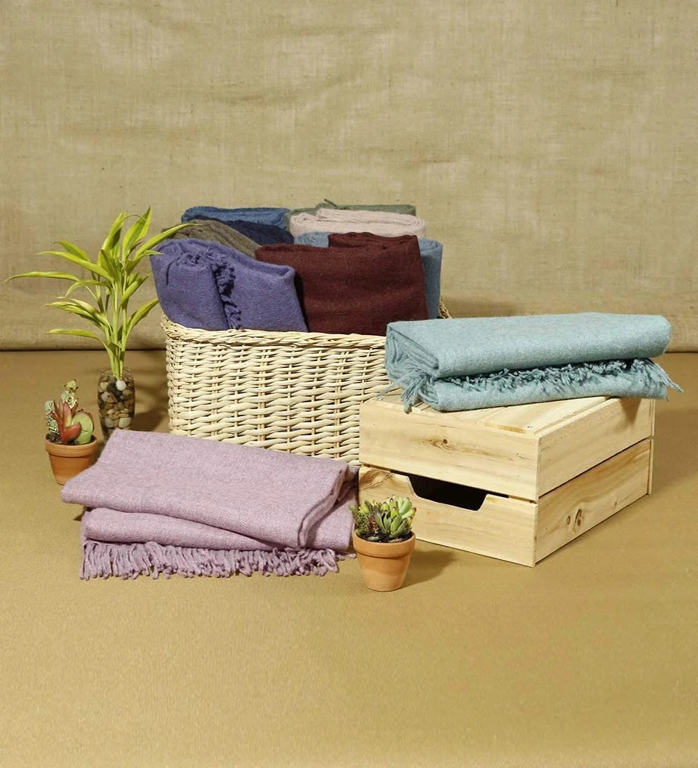 Amber 72" x 52" Baby Alpaca Wool Blanket Throw K4686