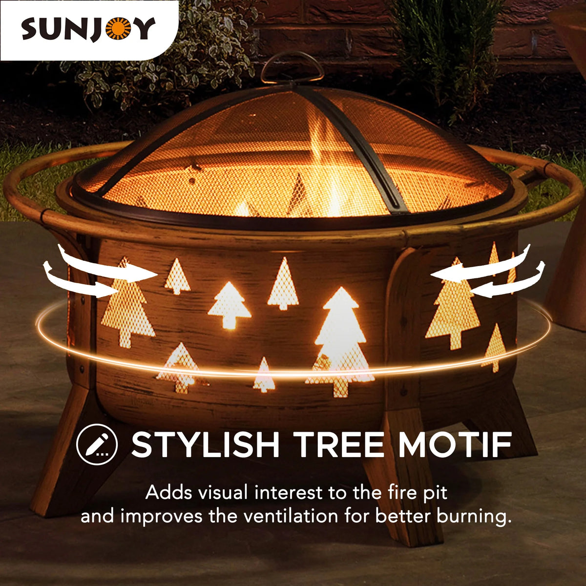 30 in. Outdoor Wood-Burning Steel Fire Pit with Spark Screen and Poker R533231