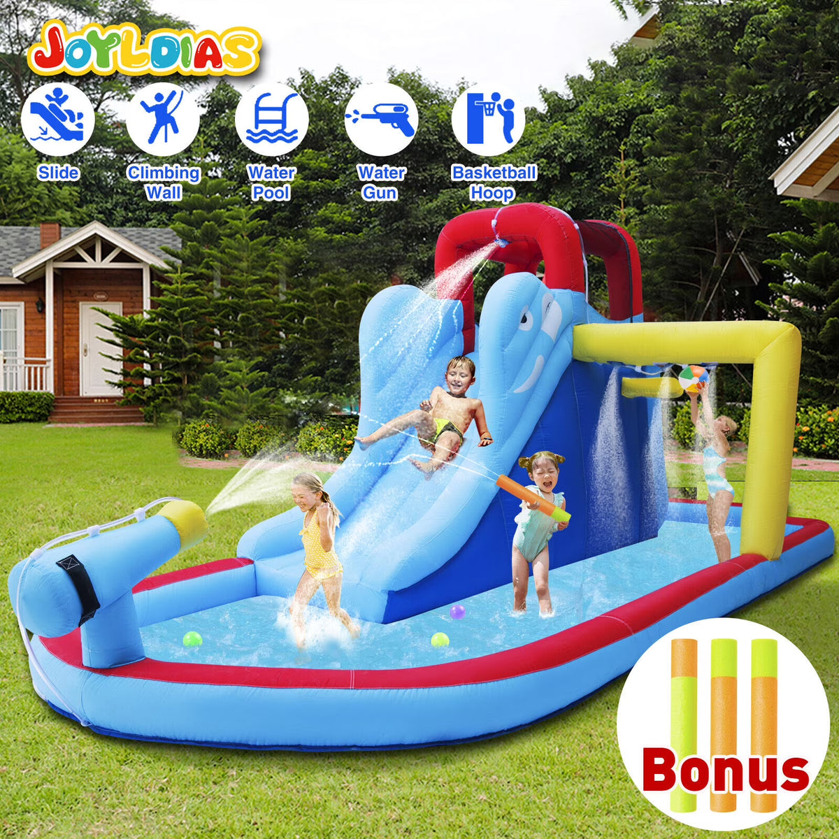 Kids Inflatable Water Slide Bouncer Castle with Splash Pool U334