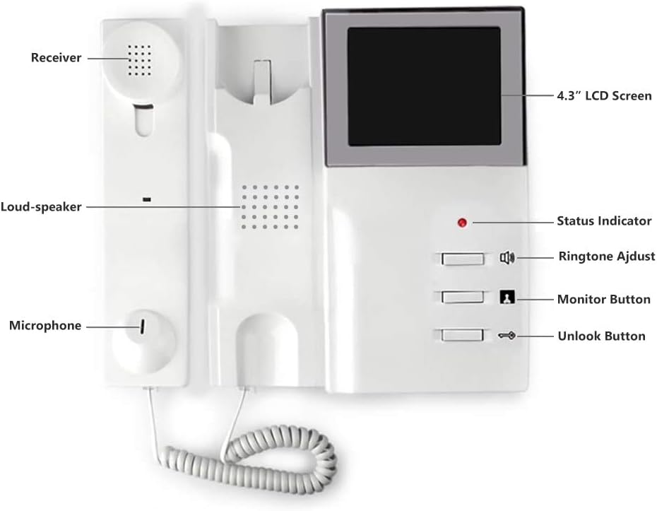 4.3 Inches Wired Video Door Phone System with LCD Monitor, IR Night Vision, Pack of 2 U548329