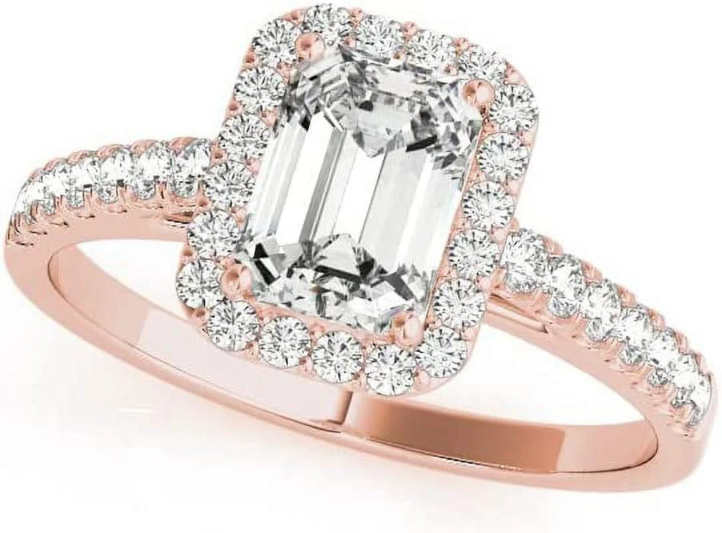 Emerald Cut Halo Diamond Engagement Ring K466