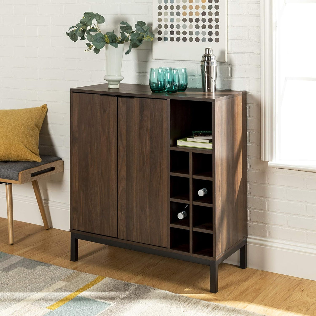 Brown 34 Inch Wood Buffet Sideboard Cabinet N8264