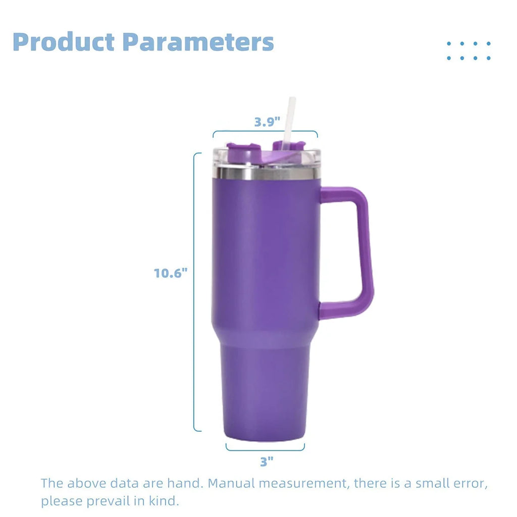 Purple 40 OZ Insulated Tumbler with Straw and Handle A981