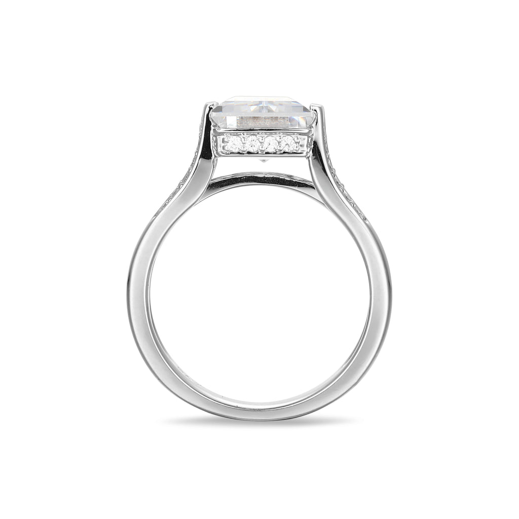 Cubic Zirconia Cathedral Engagement Ring in Rhodium Plated Sterling Silver E6076
