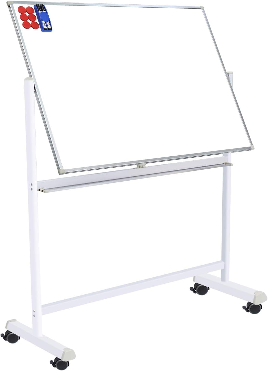 36x24 Double Sided Magnetic Dry Erase Board on Wheels with Stand L783
