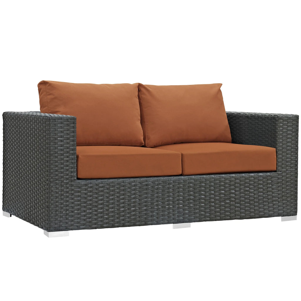 Orange Rattan Five PCS Sectional Sofa Set P4951
