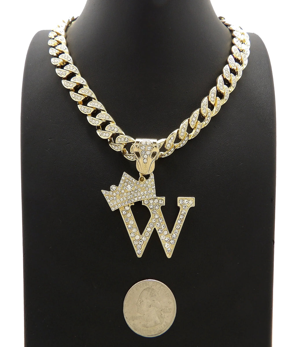 Gold Cuban Chain Necklace with Pendant Y984