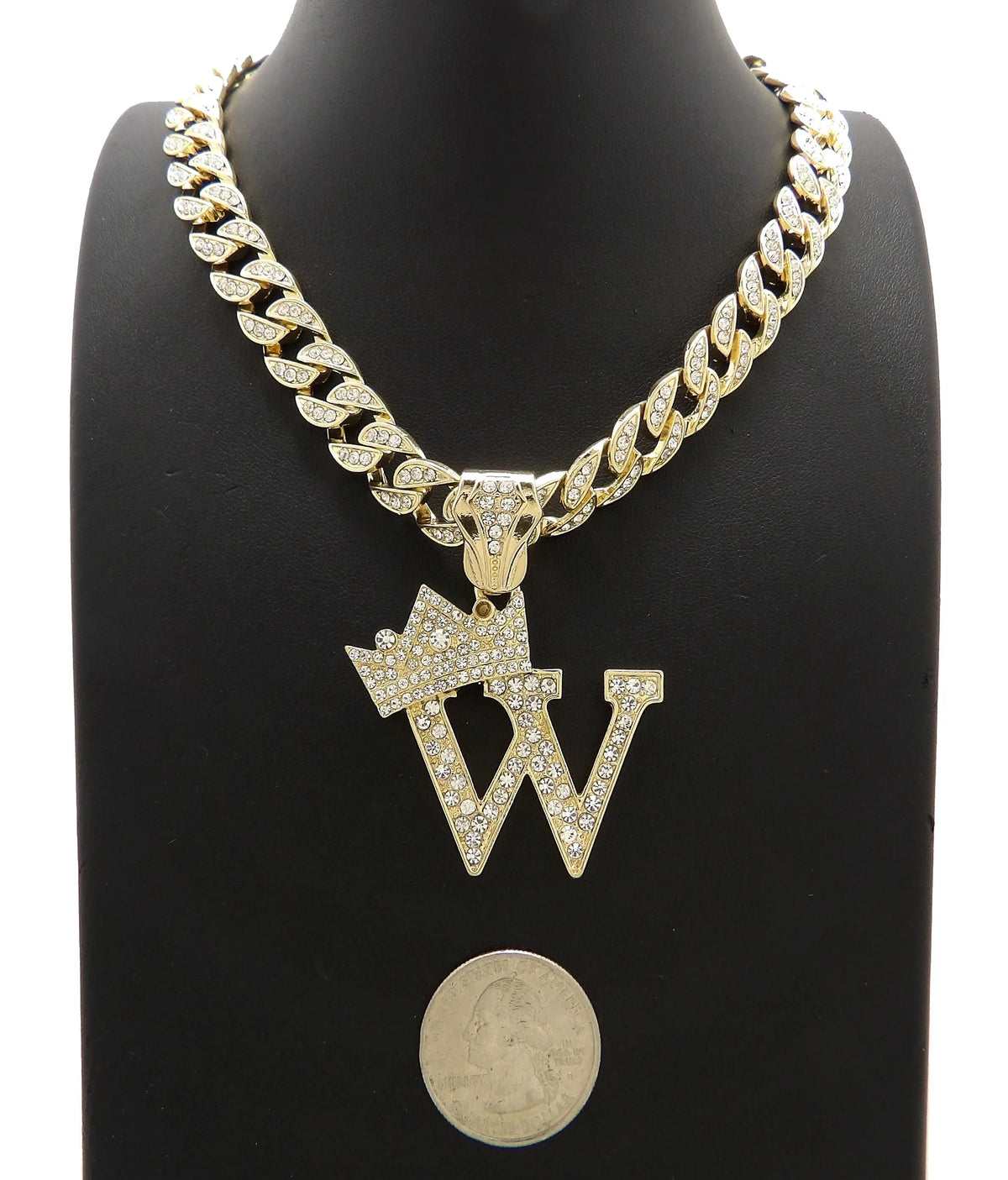 Gold Cuban Chain Necklace with Pendant Y984