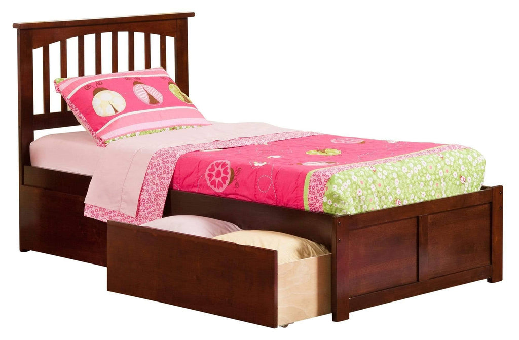 Antique Walnut Twin XL Bed Foot Board with 2 Drawers L1725
