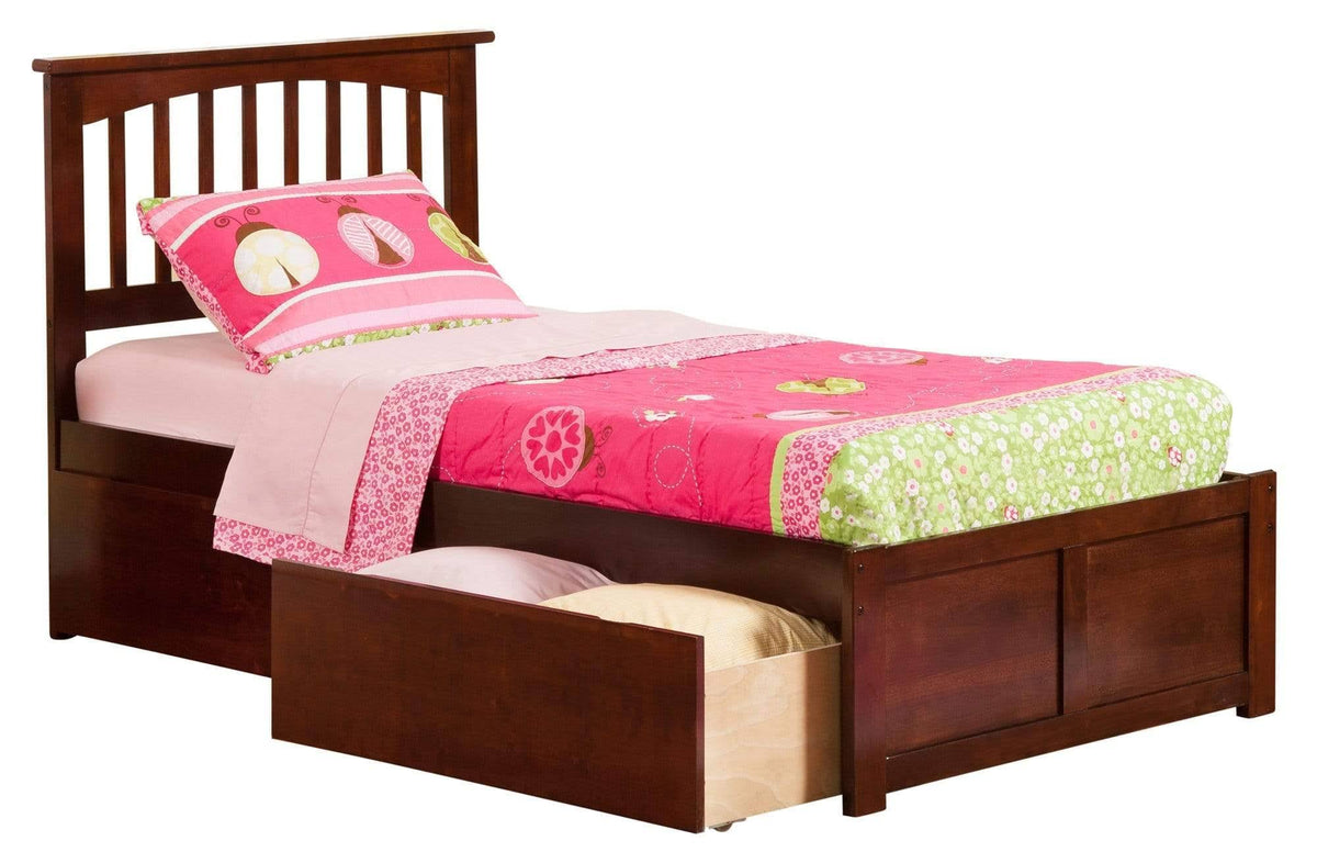 Antique Walnut Twin XL Bed Foot Board with 2 Drawers L1725