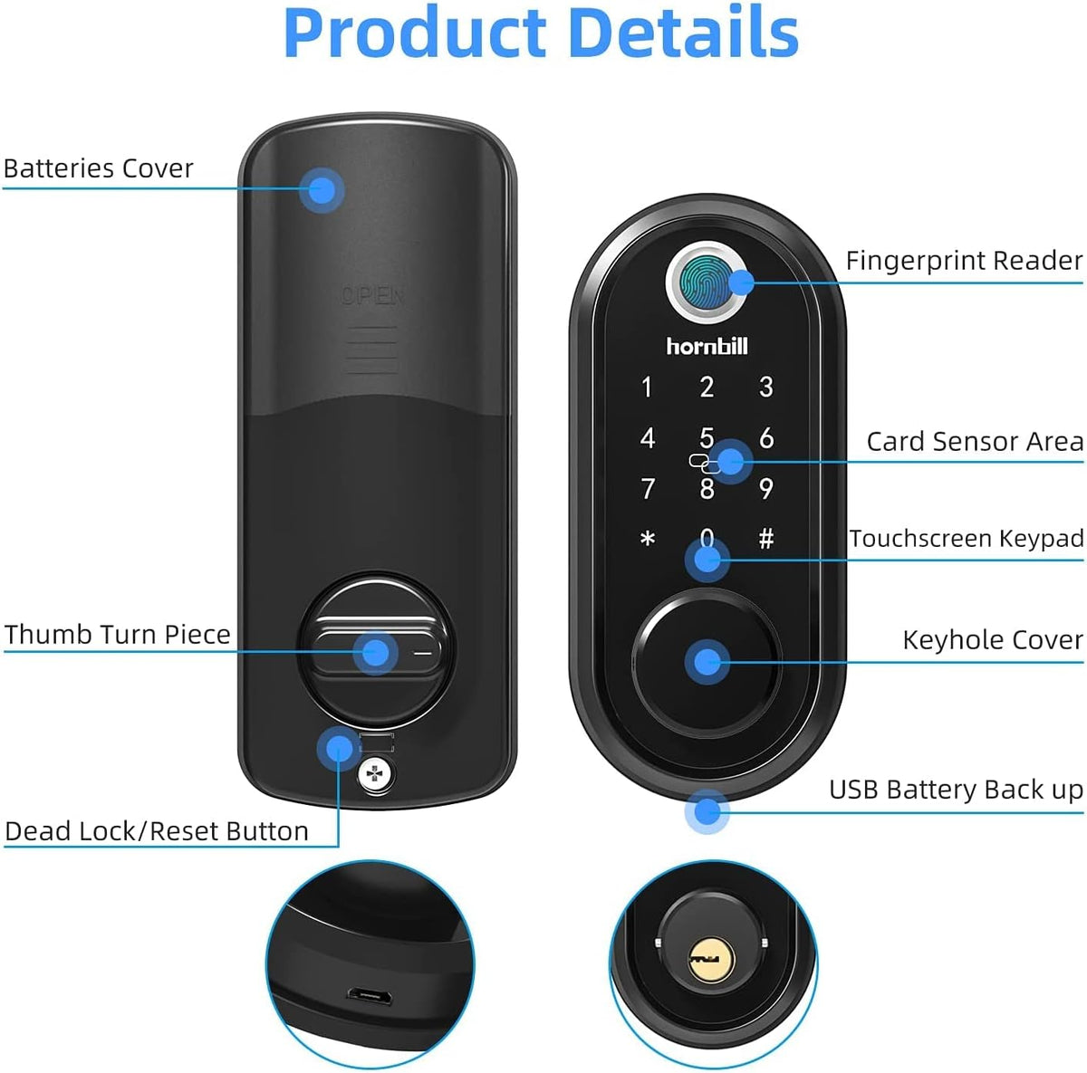Smart Lock Fingerprint Deadbolt with Touchscreen Keypad, Bluetooth ekeys, Auto Lock Keyless Entry Door Lock X347152