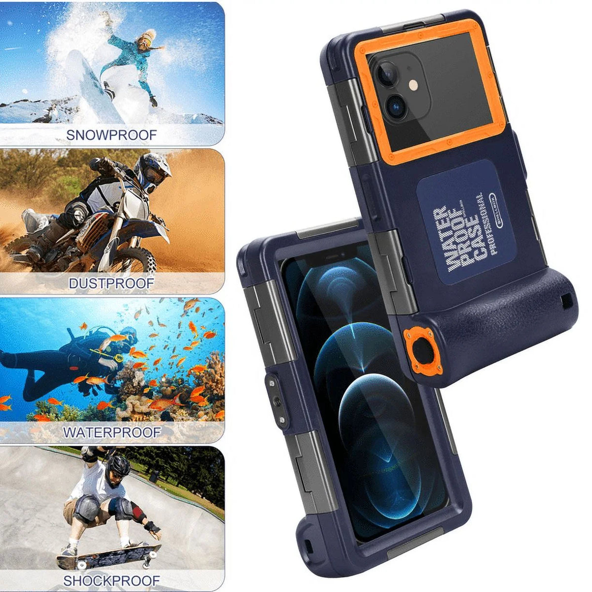 Waterproof Protective Case for Phones Up to 6.9 Inch with Lanyard E92467
