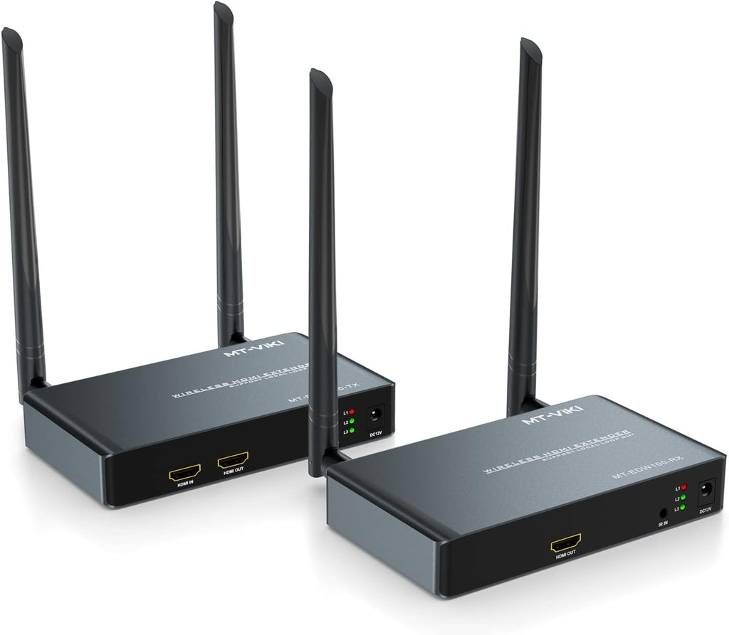 Wireless HDMI Transmitter and Receiver with Loop Out, Aluminum Alloy Extender 328ft/100m Support 1080P with IR Passback C81501