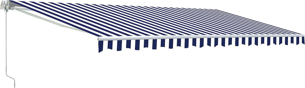 Blue and White Striped Retractable Patio Awning 12 x 10 Feet K878955