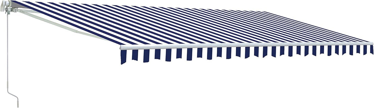 Blue and White Striped Retractable Patio Awning 12 x 10 Feet K878955