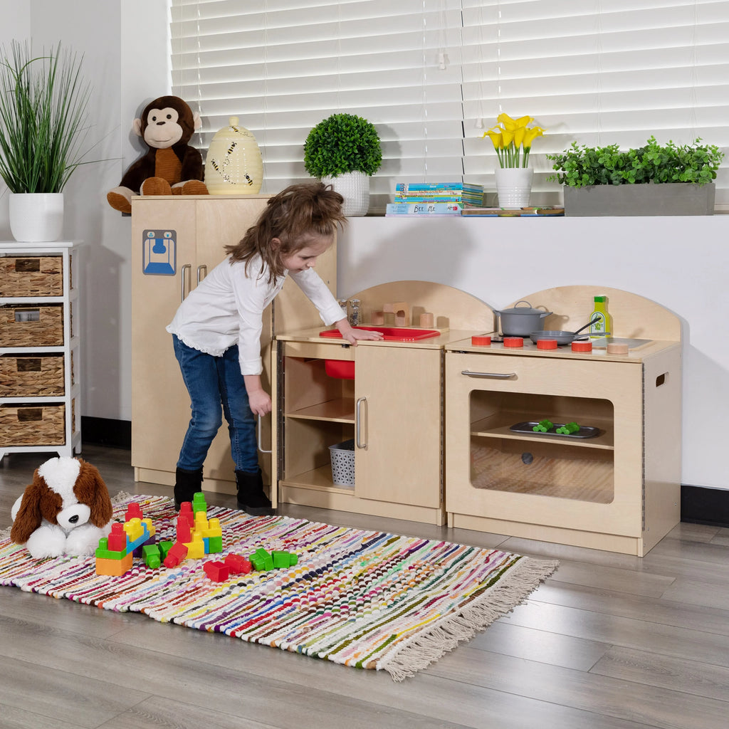 Children's Wooden Kitchen Set with Stove, Sink and Refrigerator J161792