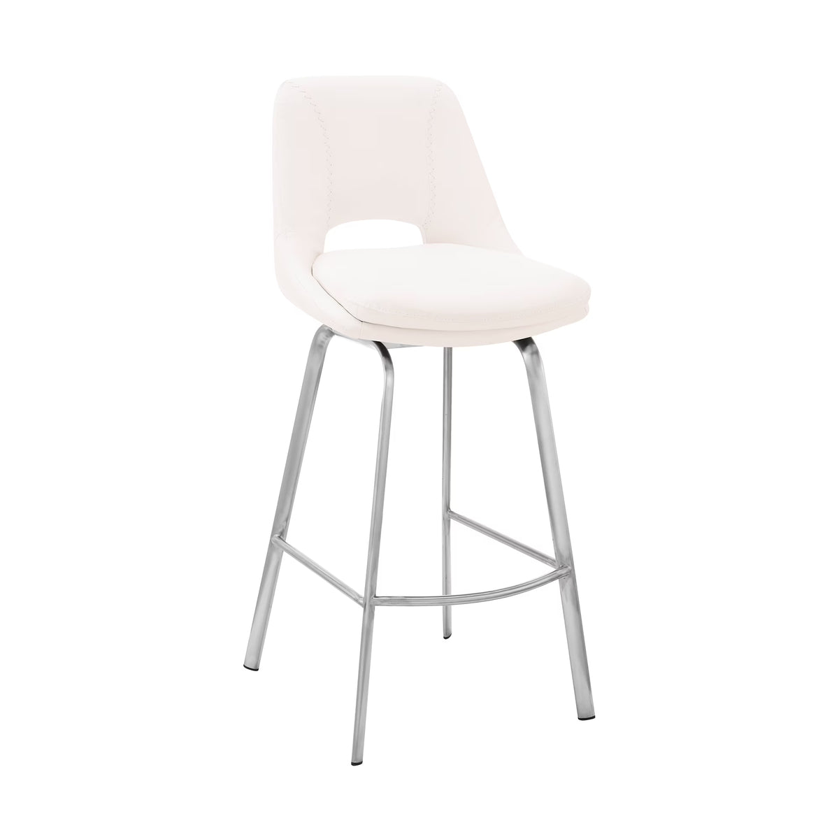 White/Steel Faux Leather Swivel Counter Stool C664
