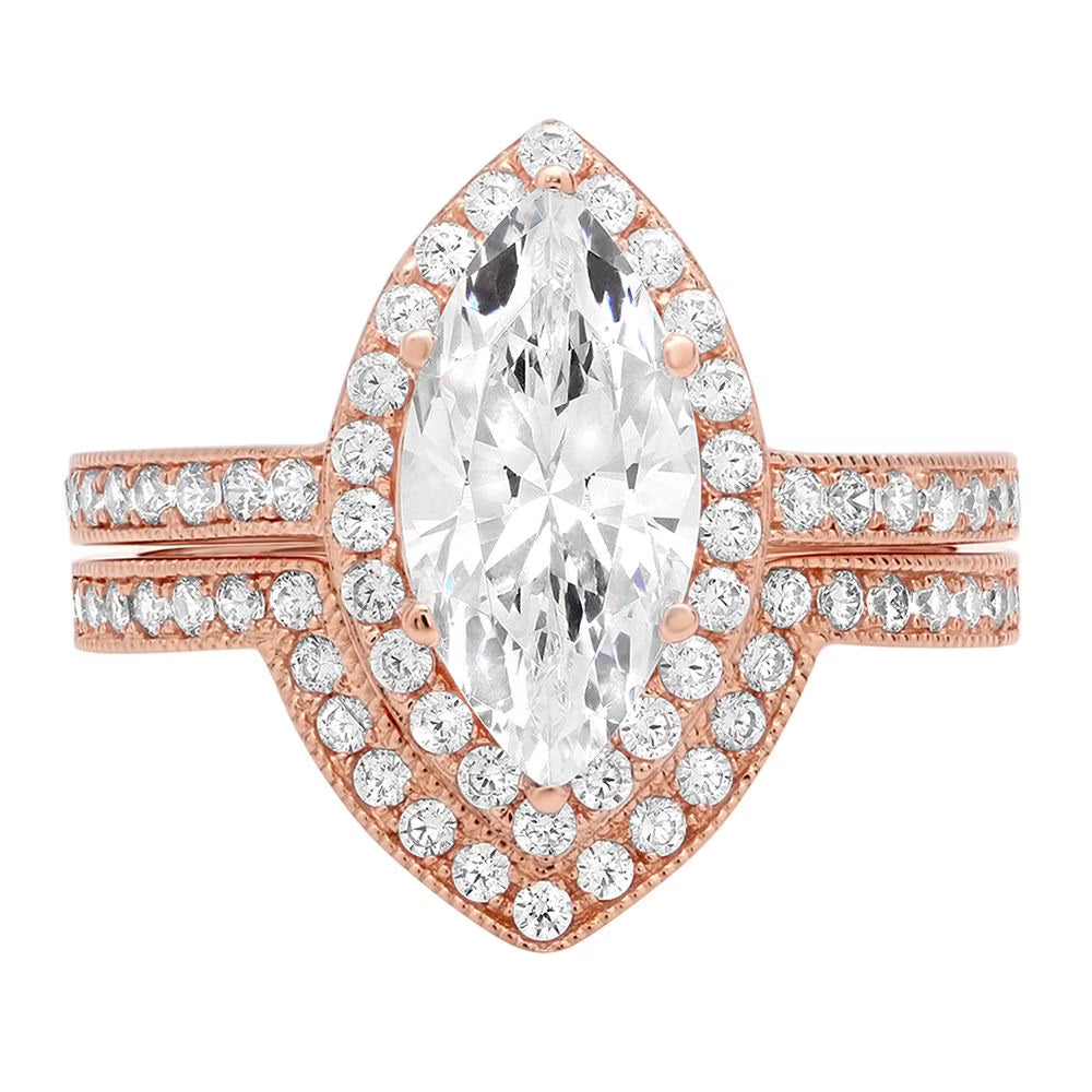 18K Rose Gold Halo Engagement Ring with Cultured Diamond D56831