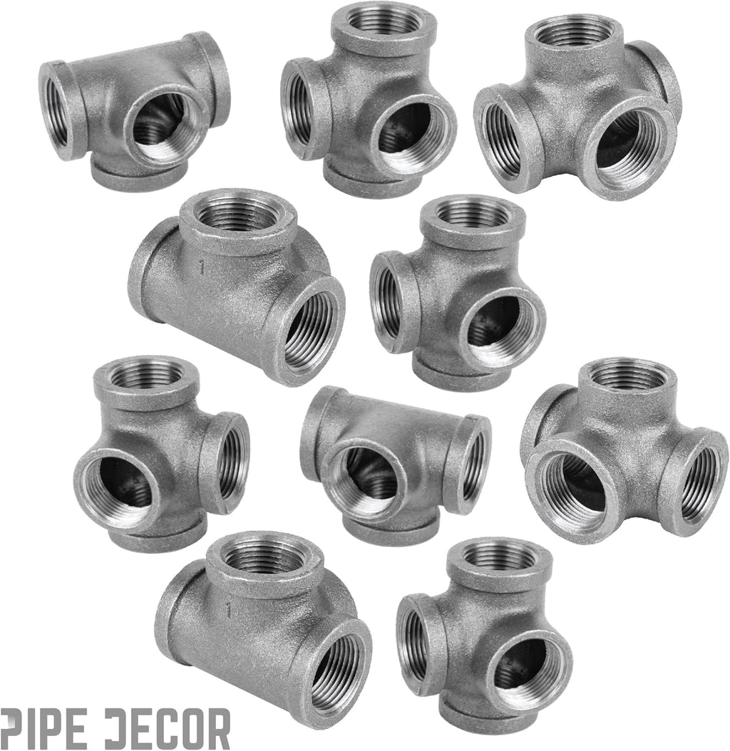 3/8 Inch Side Outlet Tee Malleable Cast Iron Industrial Fitting (8 Pack) S5902